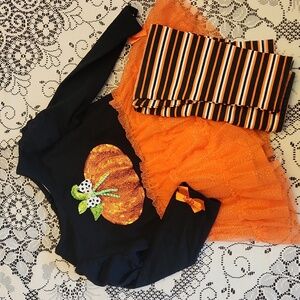 Girl 2T Halloween Pumpkin dress with tights
